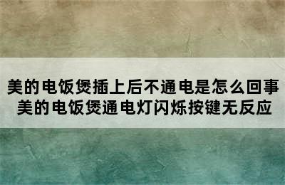 美的电饭煲插上后不通电是怎么回事 美的电饭煲通电灯闪烁按键无反应